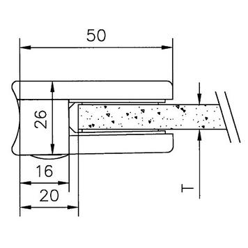 Svorka na sklo k montáži na trubky o průměru 38,1-42,4 mm / 6 a 8 mm