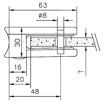 Svorka na sklo pro montáž na trubky o průměru 48,3-50,8 mm / 6, 8 a 10 mm