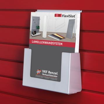 FlexiSlot® - přihrádka na na brožury, formát na výšku, různé rozměry